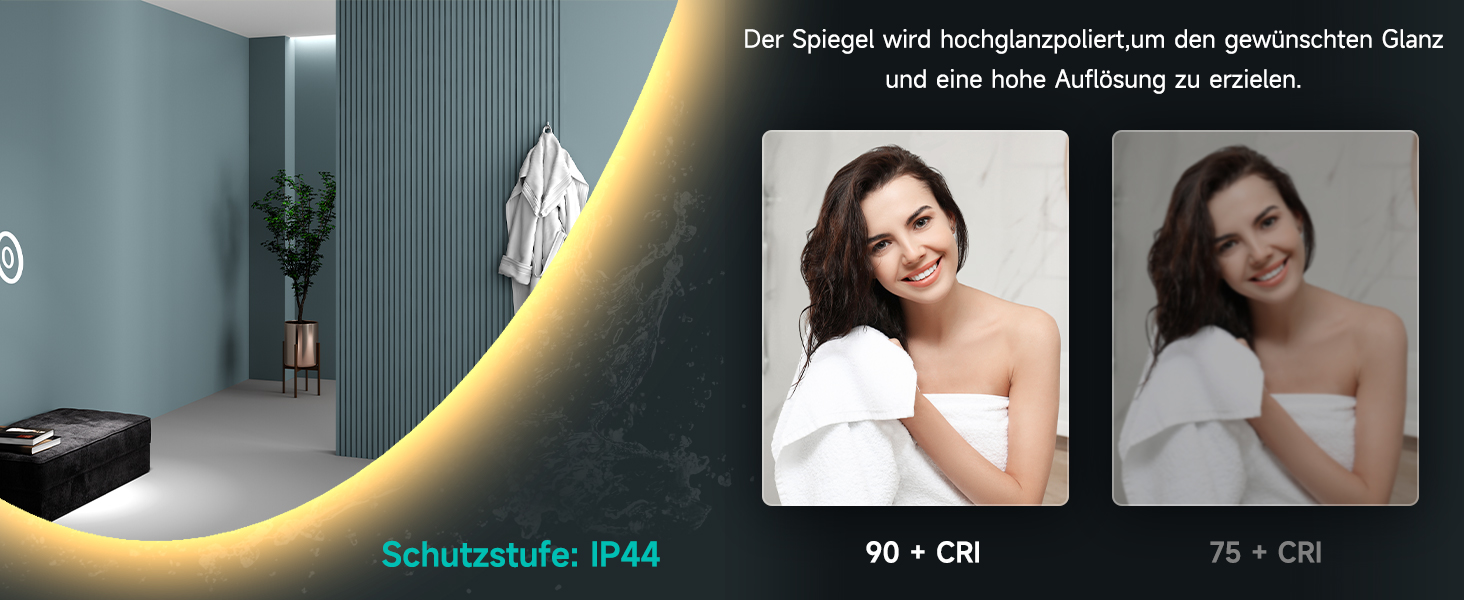 Дзеркало для ванної кімнати SONNI LED з підсвічуванням 80x60 см, біле