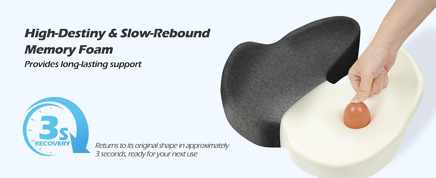 Подушка для офісного крісла Lofty Aim з піни Memory Foam: ортопедична, для попереку, від болю в сідницях, для офісу, авто, літака, інвалідного візка – чорний та темно-сірий