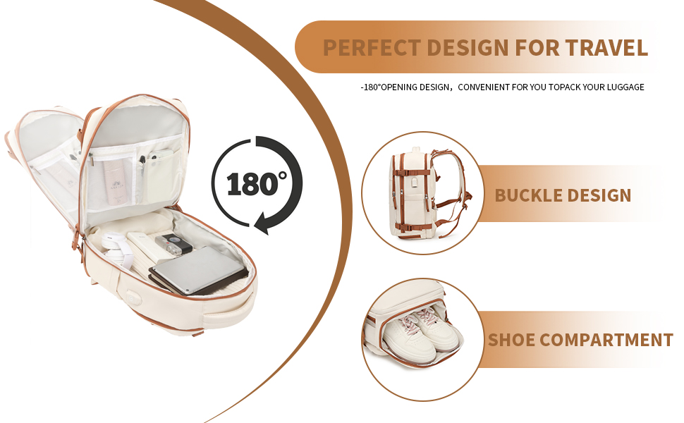 Рюкзак KONO для ручної поклажі 42x30x20, 25L, для ноутбука, Outdoor, для подорожей, спортивний, Weekender, з відділенням для взуття, 42.0 x 30.0 x 20.0 см, Бежевий та Коричневий