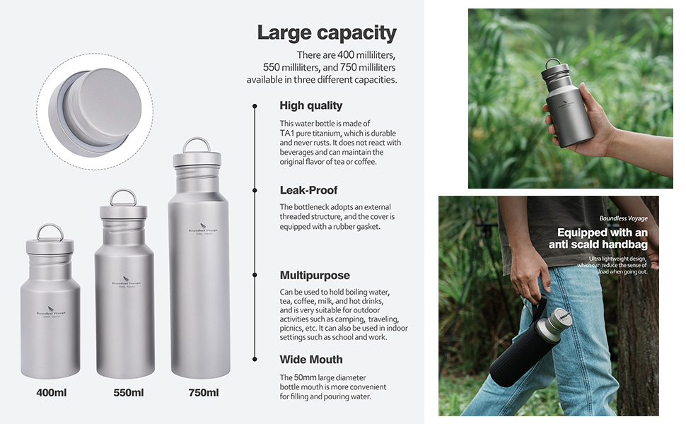 Фляга для води iBasingo Titan 550ml - Металева, для туризму, спорту, з широким горлом