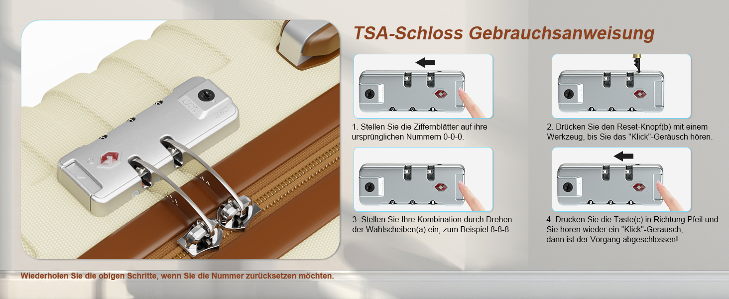 Набір дорожніх валіз Joyway 6 предметів, жорстка оболонка, з косметичкою, 4 колесами та TSA-замком, білий/коричневий