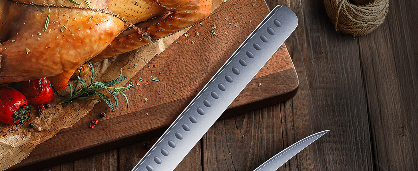 Набір кухонних ножів HOSHANHO 7 предметів: професійний набір з японської сталі з високим вмістом вуглецю, ультрагострі ножі з ергономічними ручками з паккавуда (2 ножі для обробки м'яса)