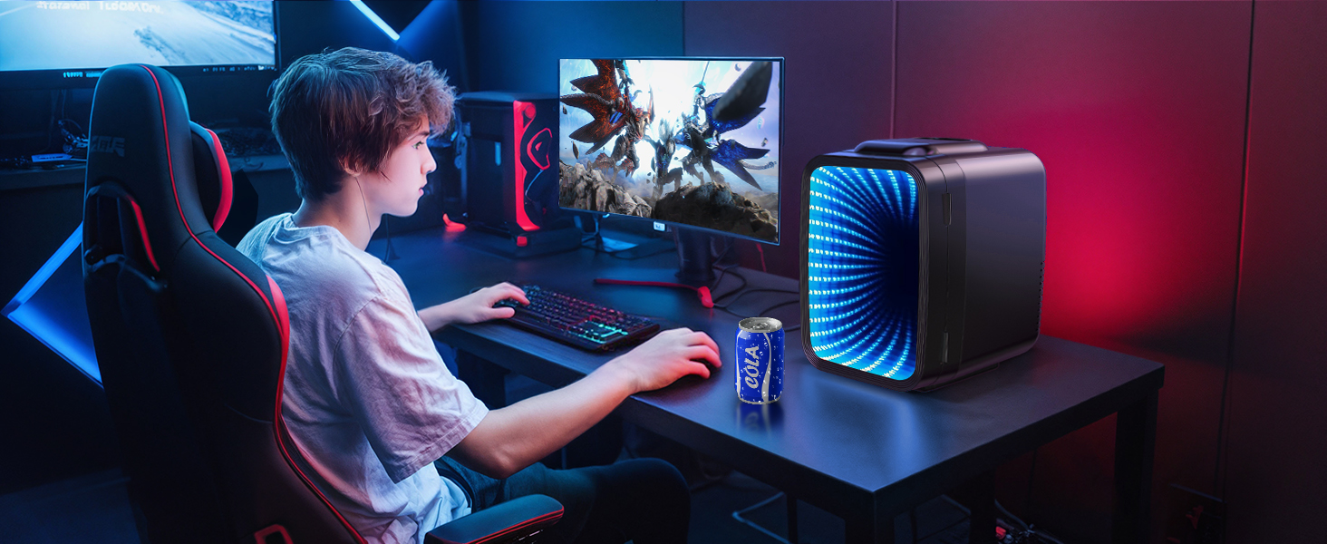 Міні-холодильник LIGIANT MF01C на 4л з підсвіткою (7 режимів), функція охолодження та підігріву, AC/DC, для авто, офісу та геймерської кімнати, чорний