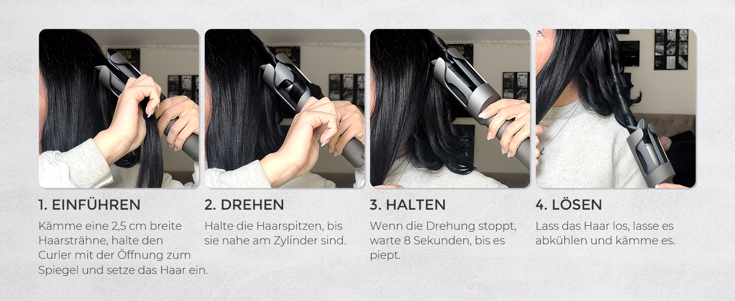 Автоматичний локон-стайлер TYMO CURLPRO - 25 мм, захист від перегріву, 3 температурні режими (160-210°C), для великих та маленьких локонів, металевий сірий