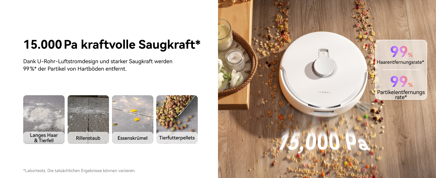 Робот-пилосос NARWAL Freo Z10 з функцією миття підлоги, 15000 Па, гаряча вода 75°C, автопорожнення, уникнення перешкод, антизаплутування для шерсті тварин