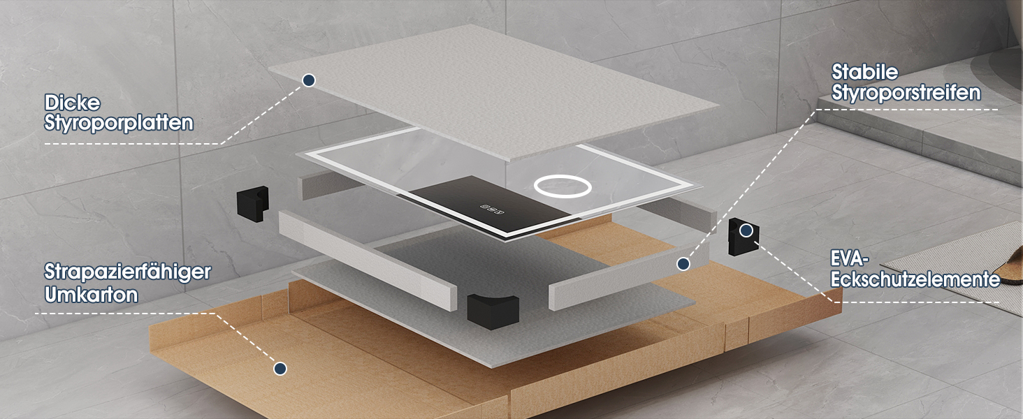 Дзеркало для ванної кімнати S'bagno Bluetooth з підсвічуванням 100x70 см, LED, антизапар, диммер, Bluetooth, HD скло, IP44, горизонтальне/вертикальне