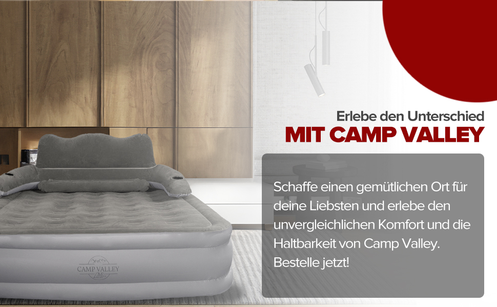 Надувне ліжко для гостей 200x150х40 см з підголовником, самонадувне, з вбудованим насосом, для кемпінгу