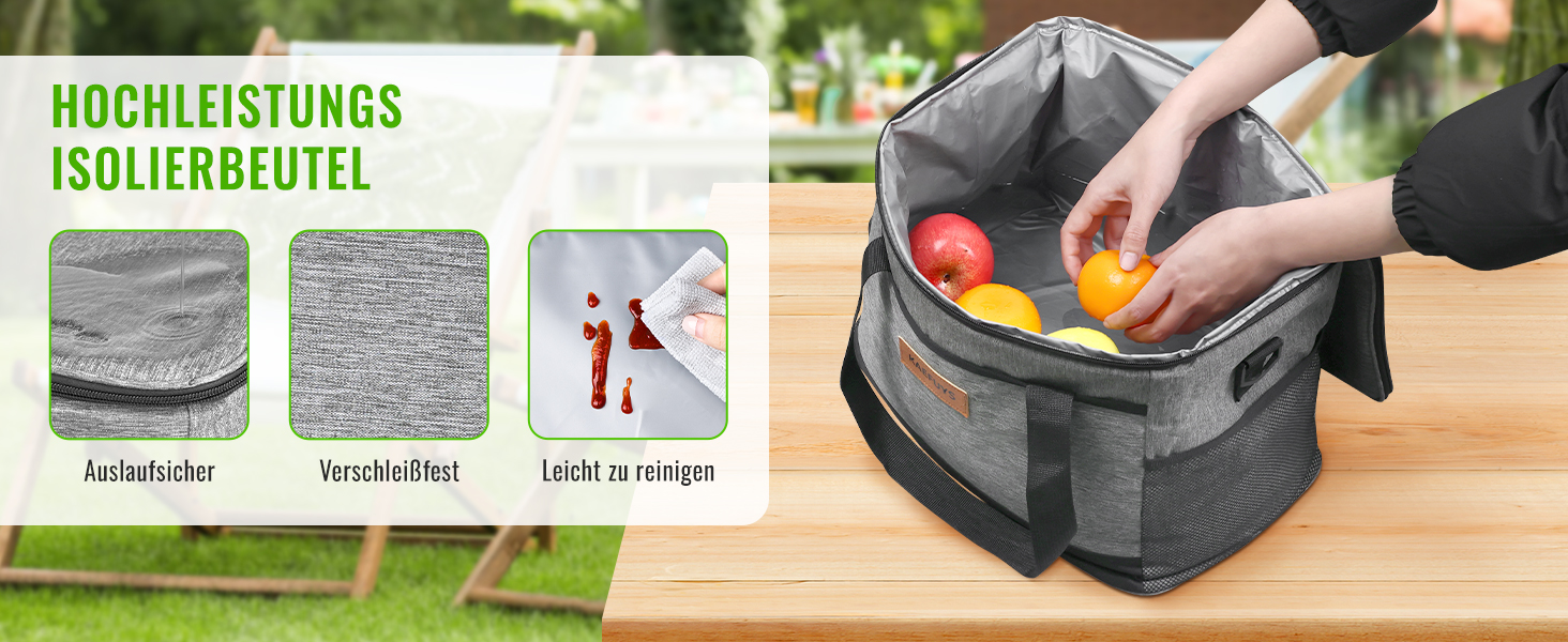 Сумка-холодильник 33л + 15л, складна, для пікніка, 14 год охолодження, велика термосумка для сім'ї, офісу, авто, кемпінгу, BBQ, подорожей, покупок, водонепроникна, блакитна