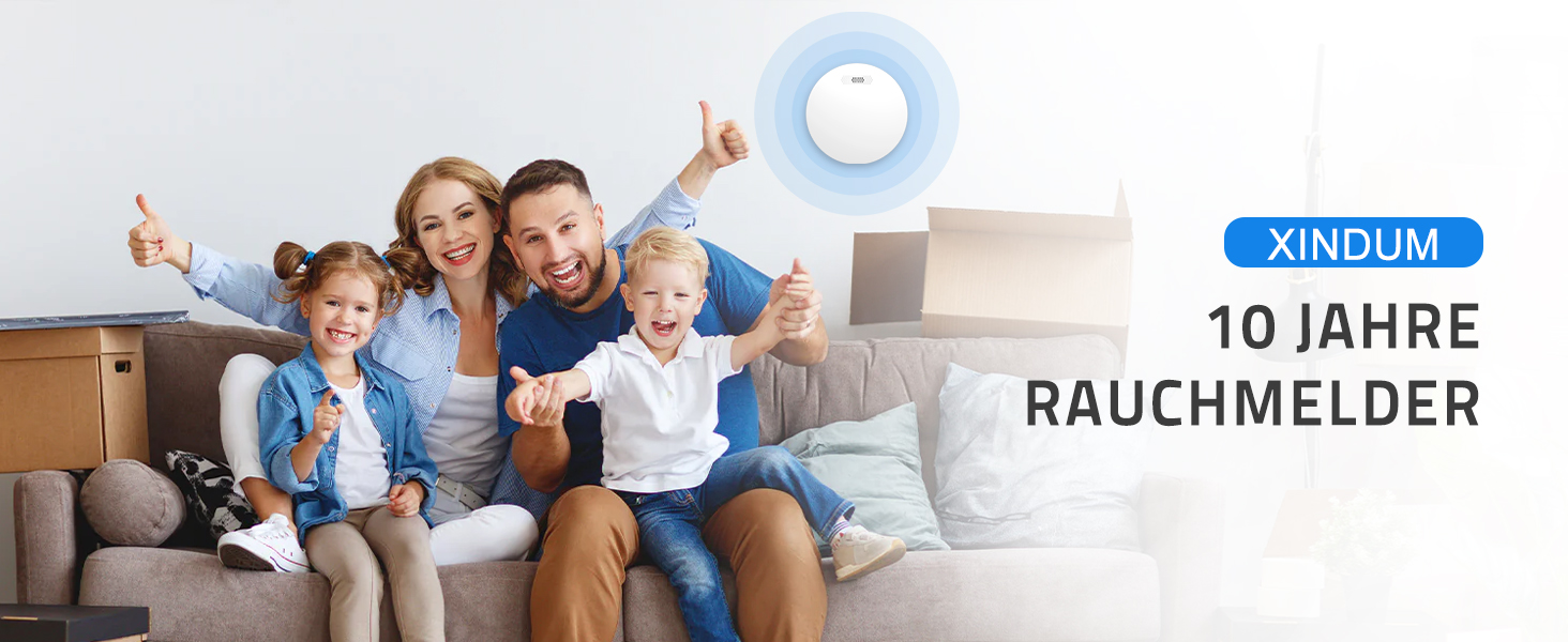 Набір димових сповіщувачів Rauchmelder 5шт. з батареєю на 10 років, плоскої форми, сертифіковані TÜV Rheinland, з функцією вимкнення звуку, 85dB, автономні, чутливі, білі