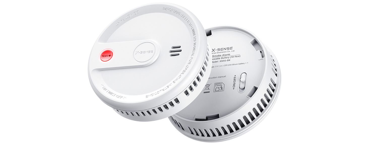 Датчик диму X-Sense з батареєю на 10 років, 6 шт., білий. Магнітне кріплення, без LED-індикації, кнопка тестування/вимкнення. Ультратонкий XS0G-SN