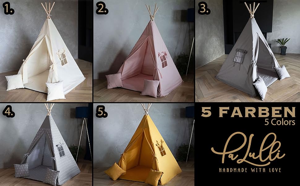 Дитяче намет-типі Tipi PaLulli® з бавовни, килимком, лампою та декоративними подушками (Рожевий)