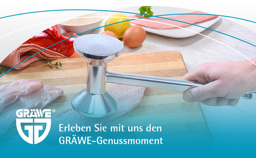 Алюмінієвий двосторонній м'ясний молоток GRWE з двома обробними поверхнями, включаючи молоток для подрібнення м'яса. Гладка і скошена поверхня