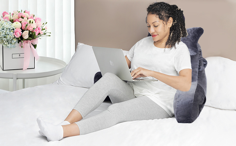 Підголівник для ліжка з кишенею, сірий - зручний диванчик для читання, перегляду телевізора та ігор