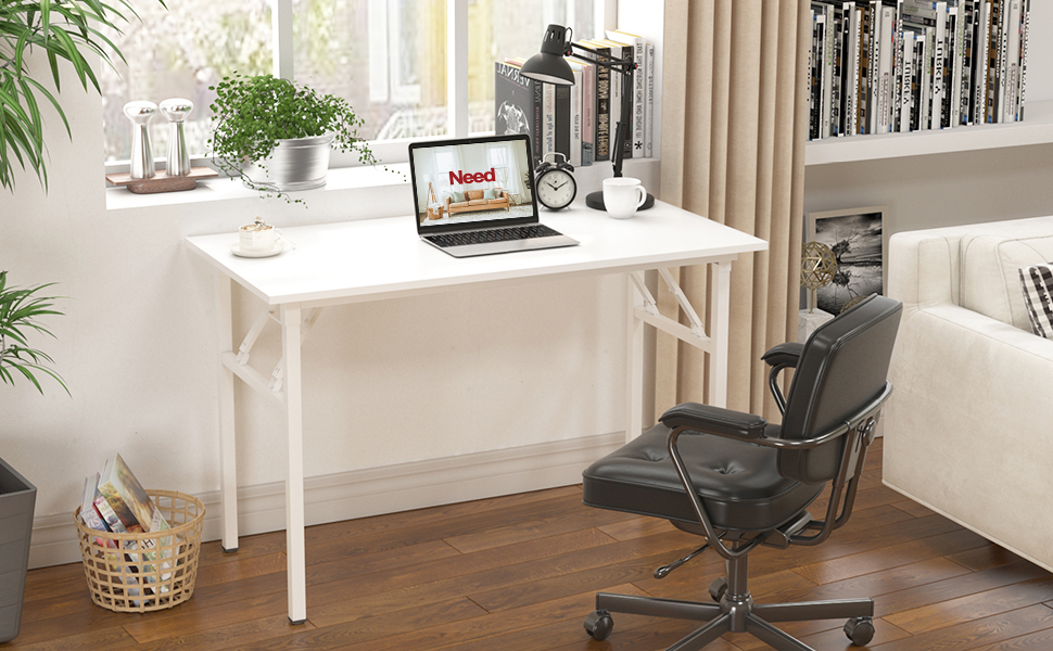 Розкладний стіл Комп'ютерний/Офісний/Конференційний 120x60 см з металевим каркасом, Колір: AC5AW (Білий)