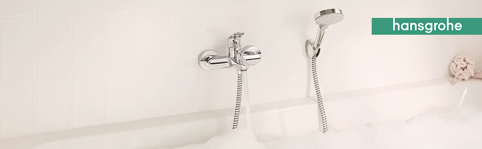 Змішувач для ванни Hansgrohe Rebris S накладний, для 2 споживачів, хром, довжина виливу 17,3 см