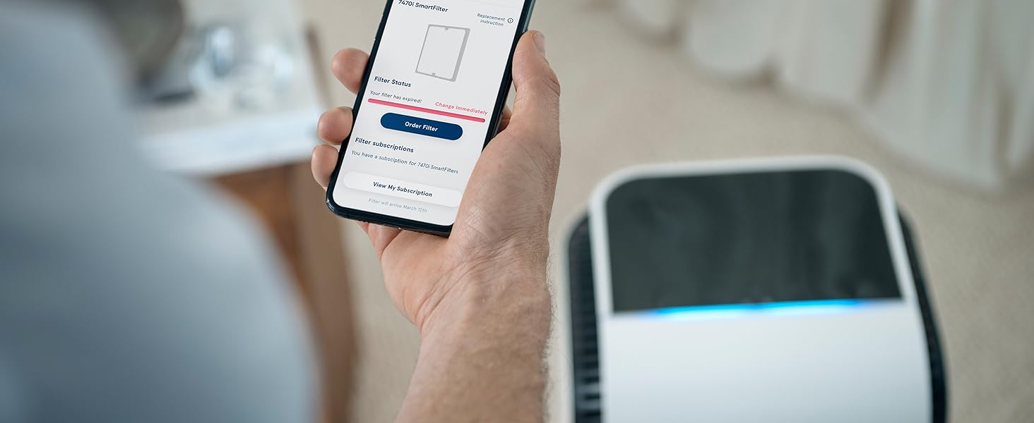 Повітряочисник Blueair HealthProtect 7470i для дому: 91 м², технологія GermShield, проти алергенів, вірусів, бактерій та пилу, білий