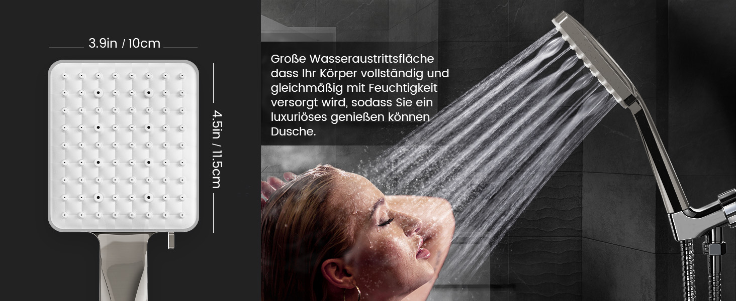 Насадка для душу Newentor з 6 режимами, велика, економна, високого тиску, золота (без шланга)