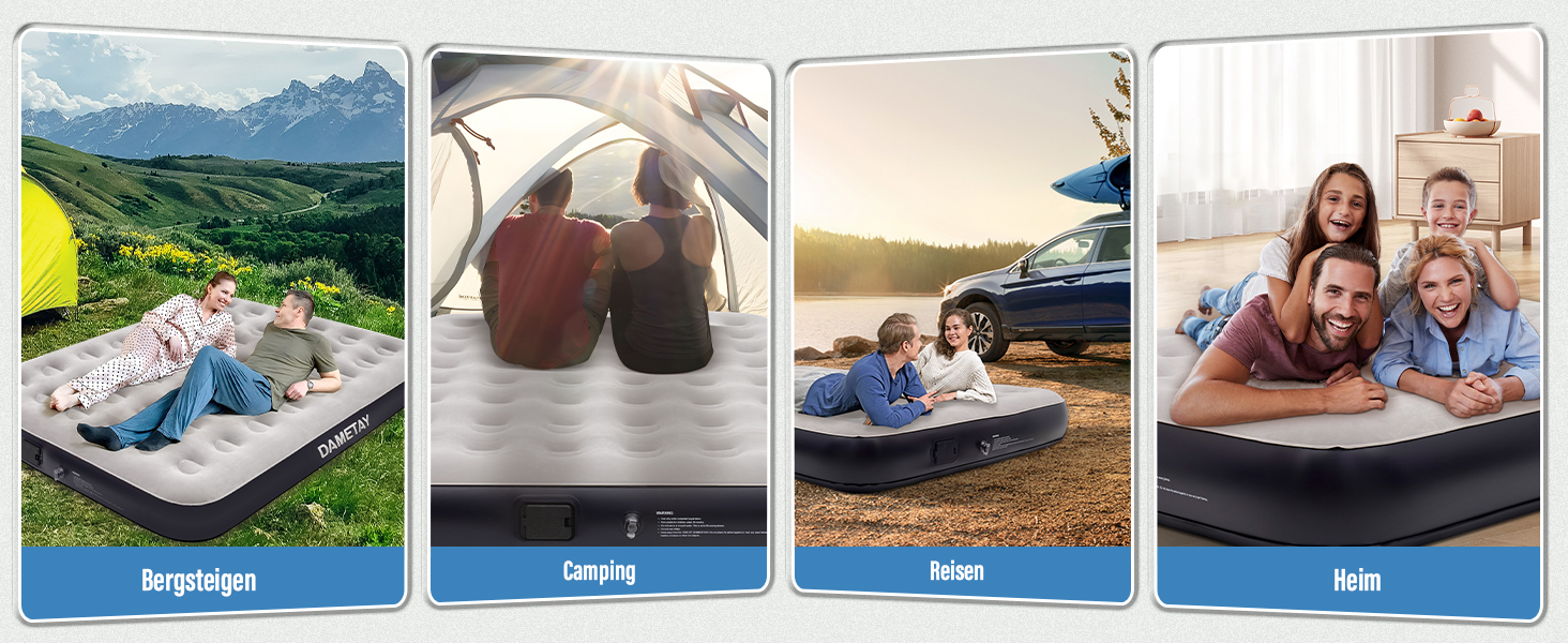Надувне ліжко Dametay для 2 осіб з електричним насосом, самонадувна, 198x152 см