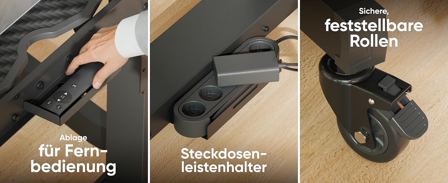 ONKRON Телевізійна тумба на колесах для телевізорів 50-100 дюймів, електрична, з підйомом, max 130 кг, VESA 1000x600, чорна TS1991E-B