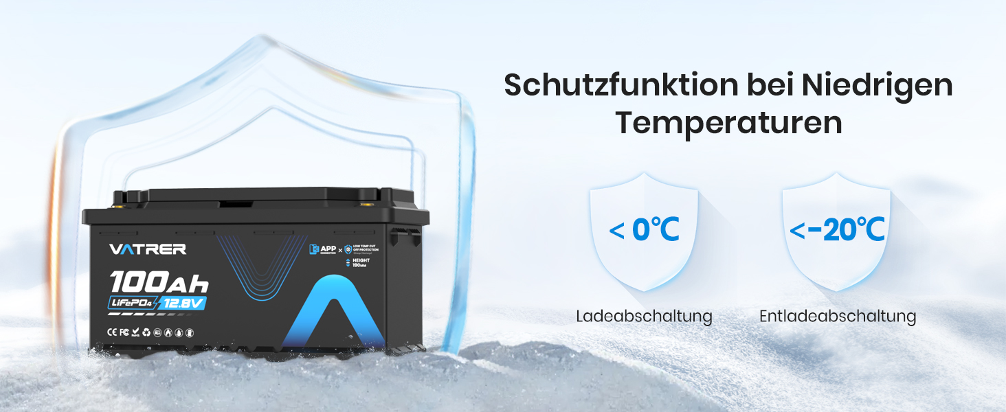 LiFePO4 акумулятор VATRER POWER 12V 300Ah з системою самопідігріву (LN5, 100Ah)
