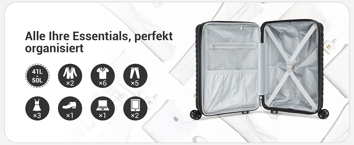 Чохол KONO середнього розміру з жорсткою оболонкою, PP-матеріал, розширюваний, легкий, з 4 спін-колесами, тримачем для напоїв та TSA замком (Зелений, L). Розмір: середній.