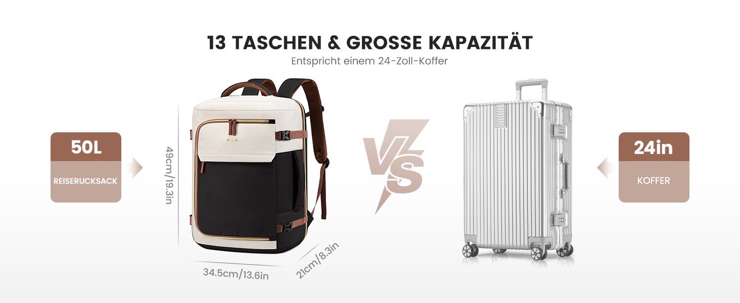 Рюкзак для подорожей LOVEVOOK, 40L, ручна поклажа, для жінок, бізнес, школа, Beige Khaki