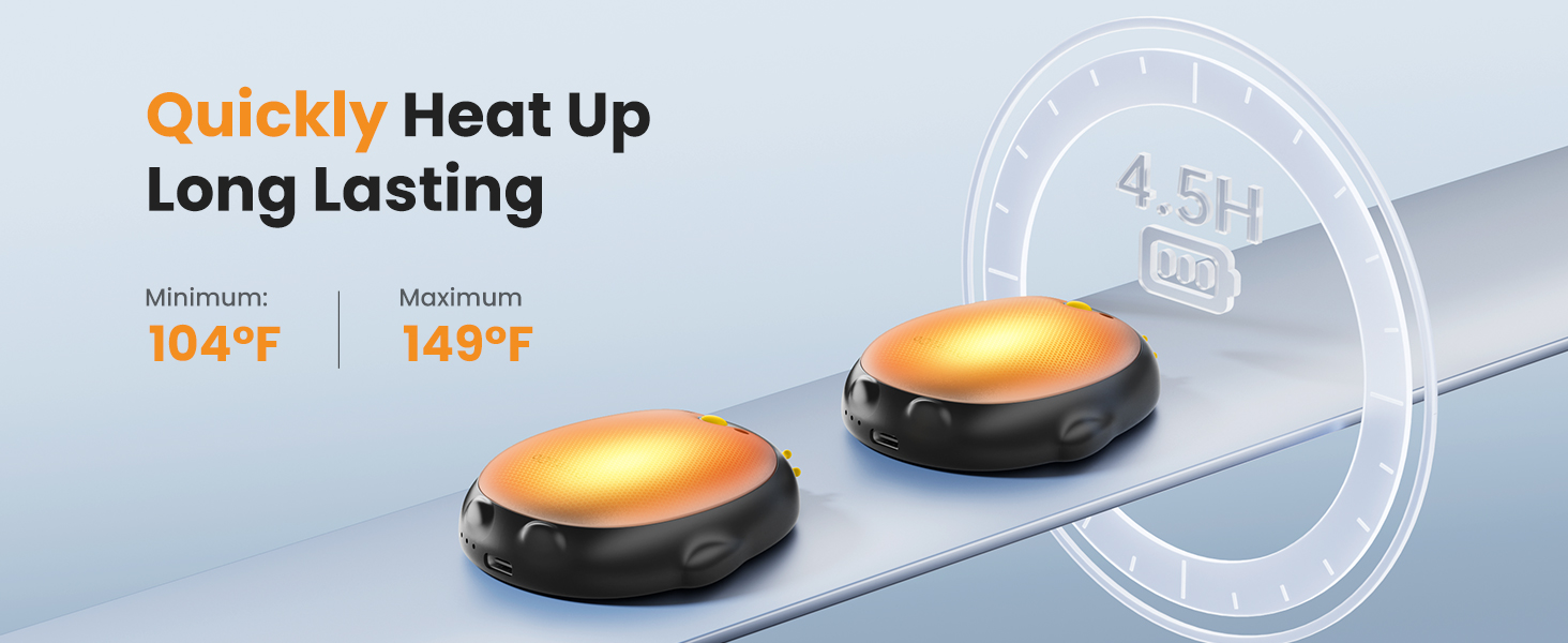 Електричні грілки для рук Gaiatop, 2 шт. з 3 режимами нагріву, магнітні, портативні, багаторазові. Ідеально для кемпінгу, піших прогулянок, полювання. Чудовий подарунок для жінок та чоловіків. Чорний колір.