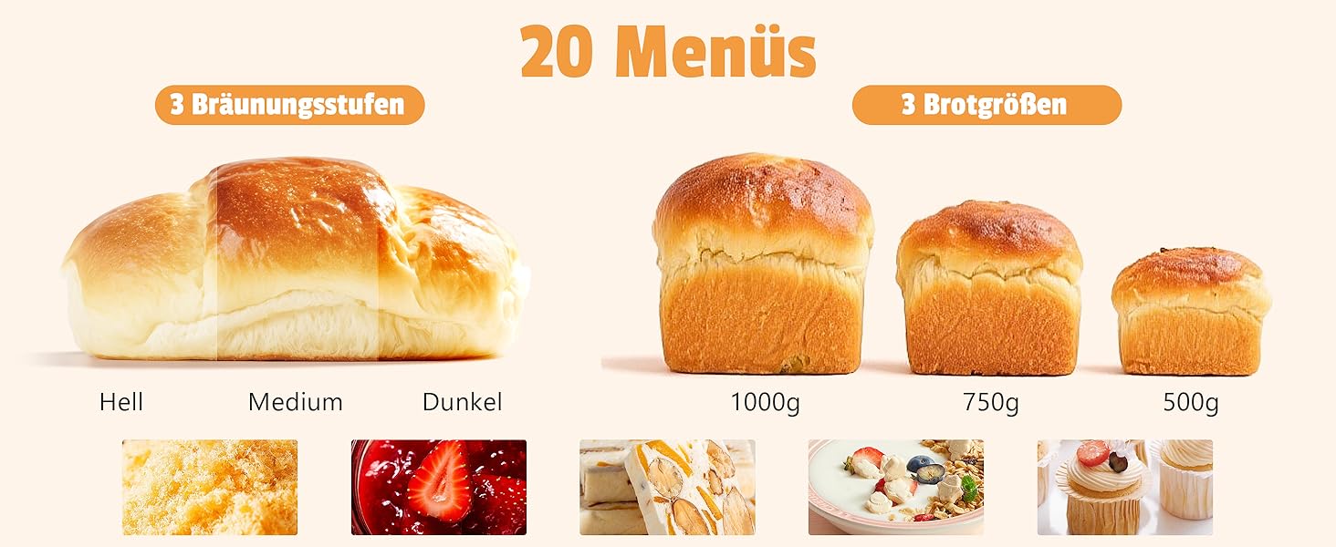 Бротбекмашина Karinear з 20 програмами, рукавичками, таймером на 15 годин, нержавіючою сталлю, 3 розмірами хліба та вибором кольору скоринки (білий, чорний)