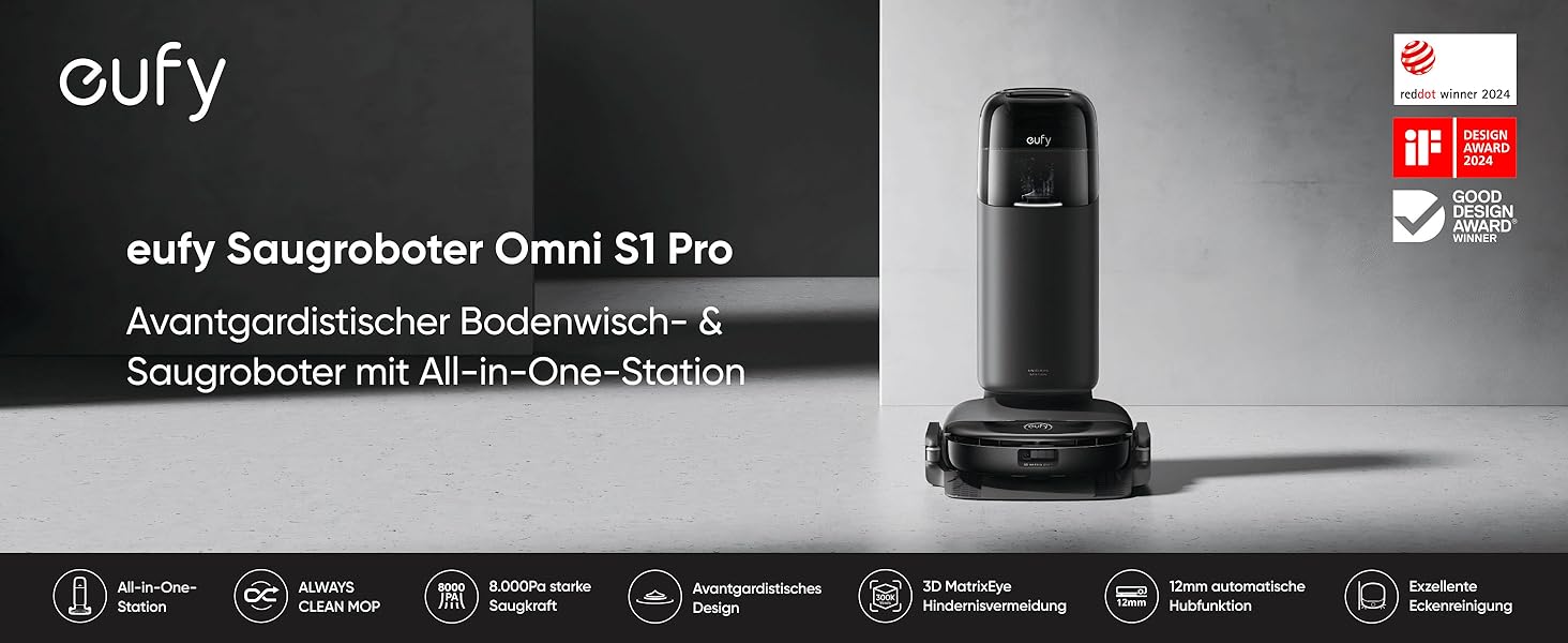 Робот-пилосос eufy L60 з базою самостійного очищення, потужність 5000Pa, захист від намотування волосся, 60 днів без випорожнення, iPath лазерна навігація (відновлений) (S1 Pro)