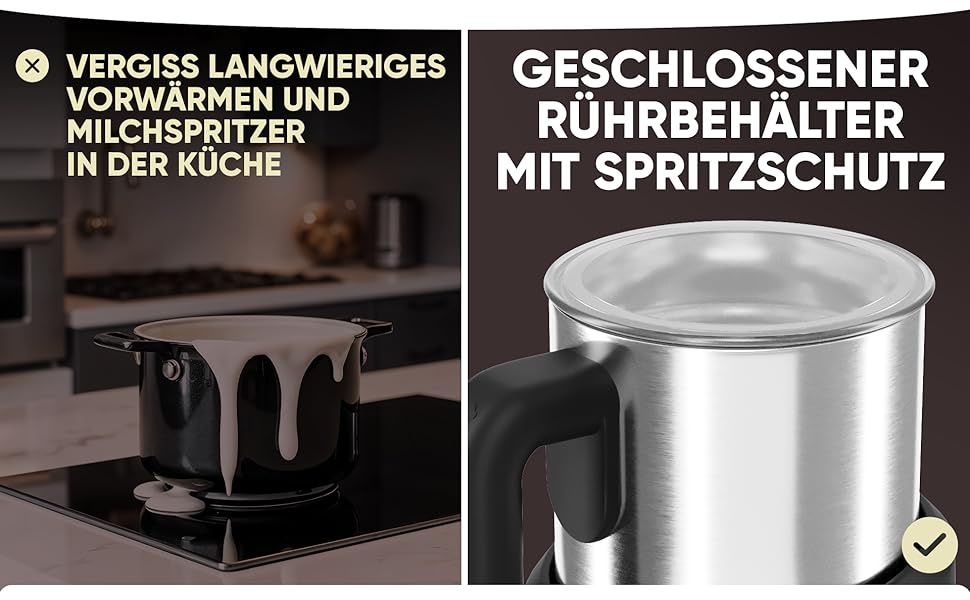 Електричний пінозбивач Clatronic MS 3812 | з підігрівом | для теплих та холодних напоїв | 740 мл | Чорний-inox | Модель 2024