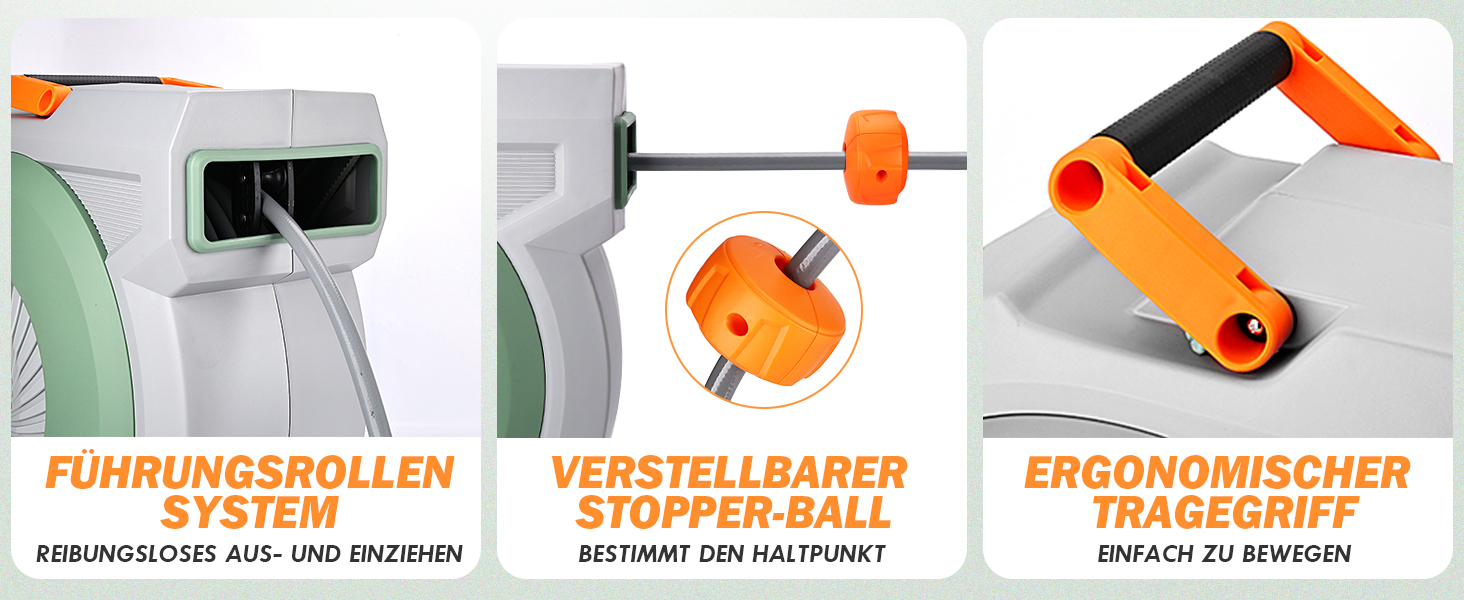 Висувна касета для шланга на стіну, шланг +2м, садовий шланг з пістолетом для поливу, система повільного відмотування, фіксація шланга на будь-якій довжині, поворотна кріплення 180°, (38M)