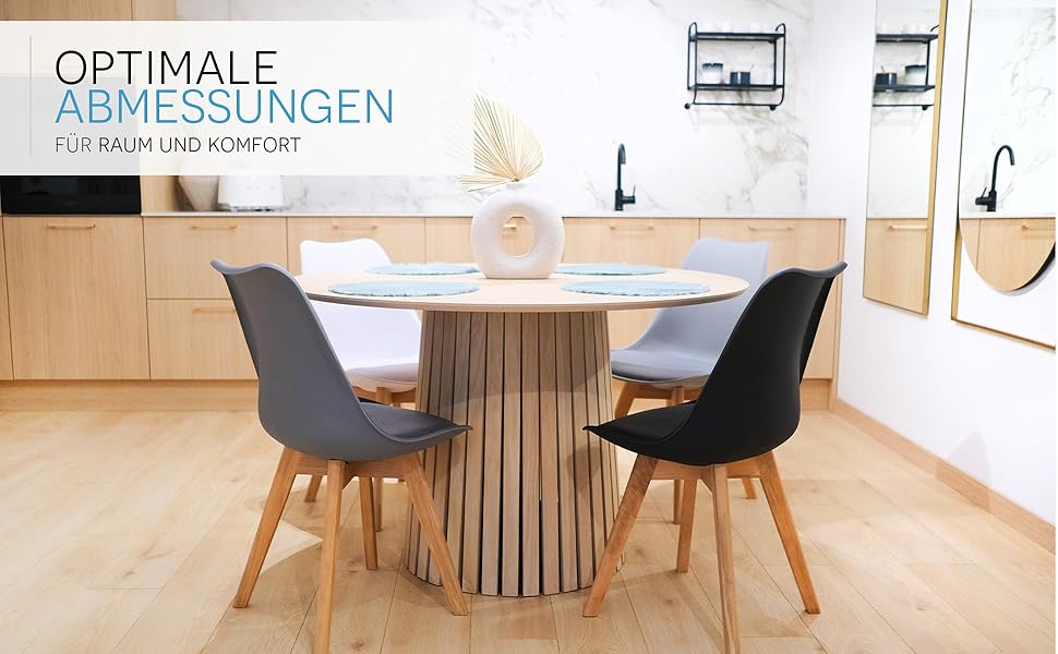 Набір з 4-х обідніх стільців чорного кольору – сучасні пластикові стільці з м'яким сидінням з екошкіри та поліпропіленовими ніжками, елегантний дизайн, комфортне сидіння