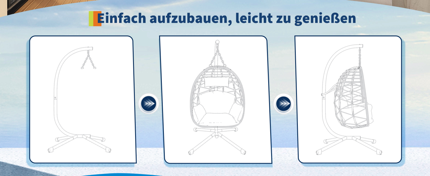 Підвісне крісло-гойдалка з металевим каркасом, ротанг, 150 кг, для саду, тераси, балкону, сіре