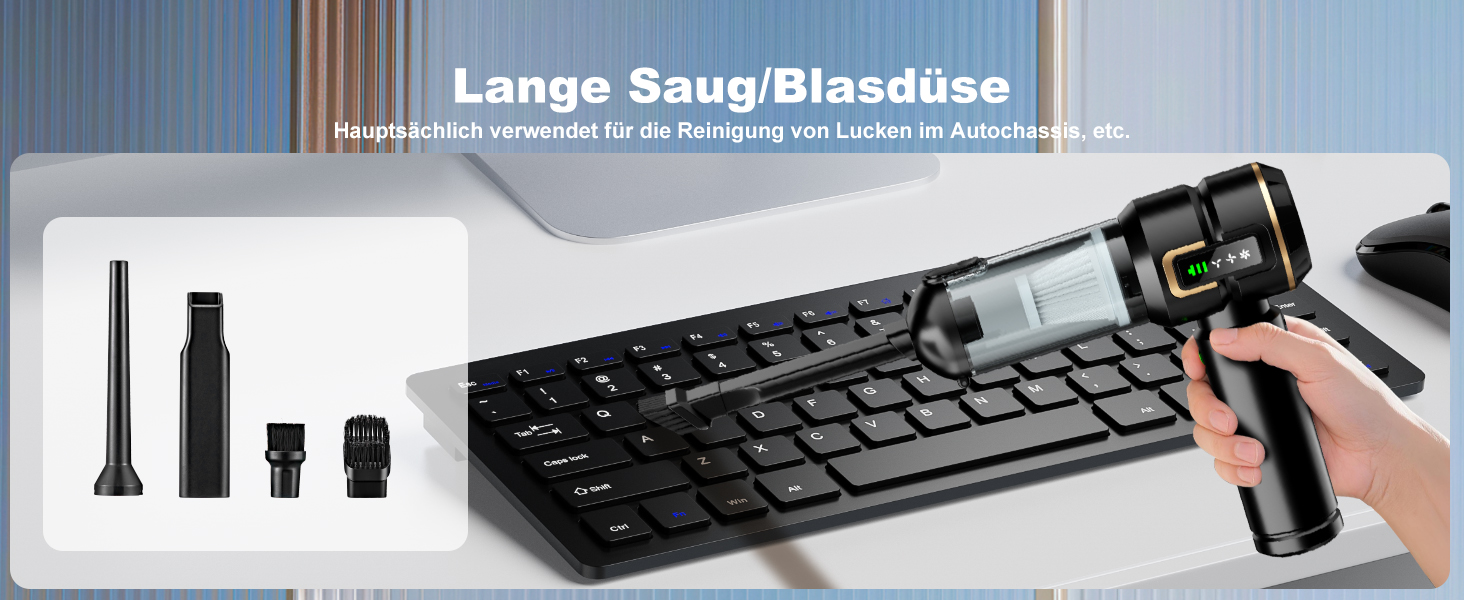 Акумуляторний ручний пилосос 4-в-1 для авто та дому з LCD-дисплеєм, потужність 28000Па, 3 режими роботи, бездротовий міні-пилосос від шерсті та пилу, чорний