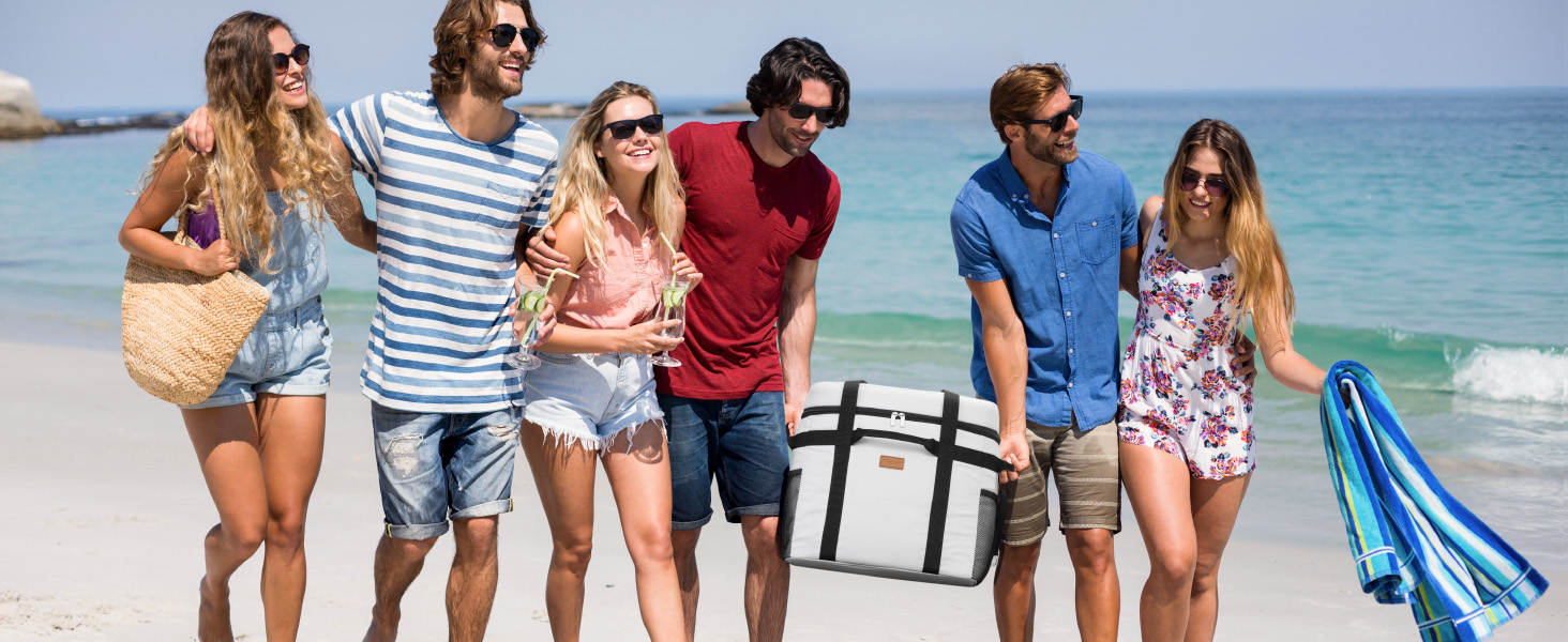 Термосумка-холодильник Lifewit 40л для пікніка, їжі та напоїв (Сірий). Ізольована сумка-холодильник для роботи, кемпінгу, пляжу.