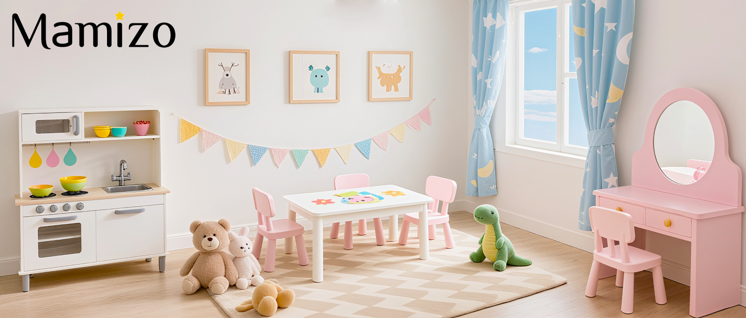 Дерев'яна дитяча кухня MAMIZO з підсвіткою та звуком, 82x80x25 см. Комплект іграшок для дітей від 3 років, біла
