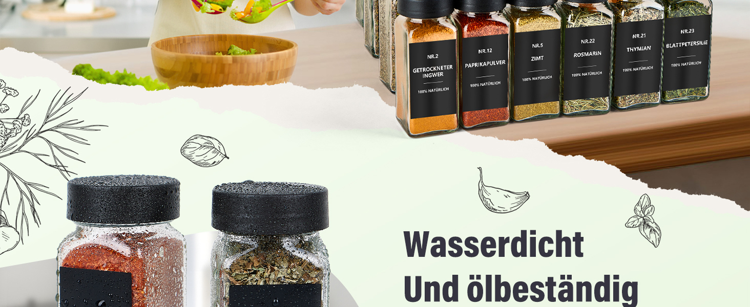 Набір кутових банок для спецій з етикетками (24 шт.): скляні дозатори для спецій 120 мл з ситечком, вологостійкі етикетки, органайзер для спецій у шухляду, чорний колір