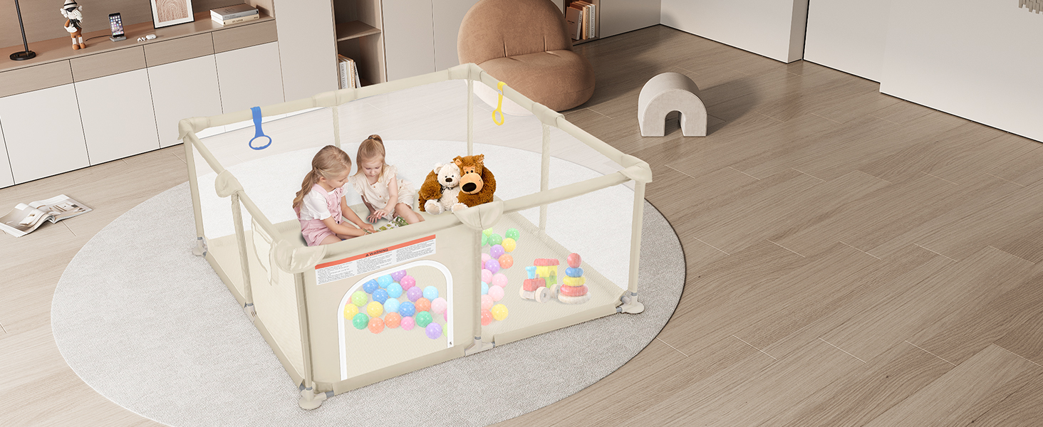 Дитячий манеж Dripex 124x124 см з дихаючою сіткою, сірий (124x124 см)