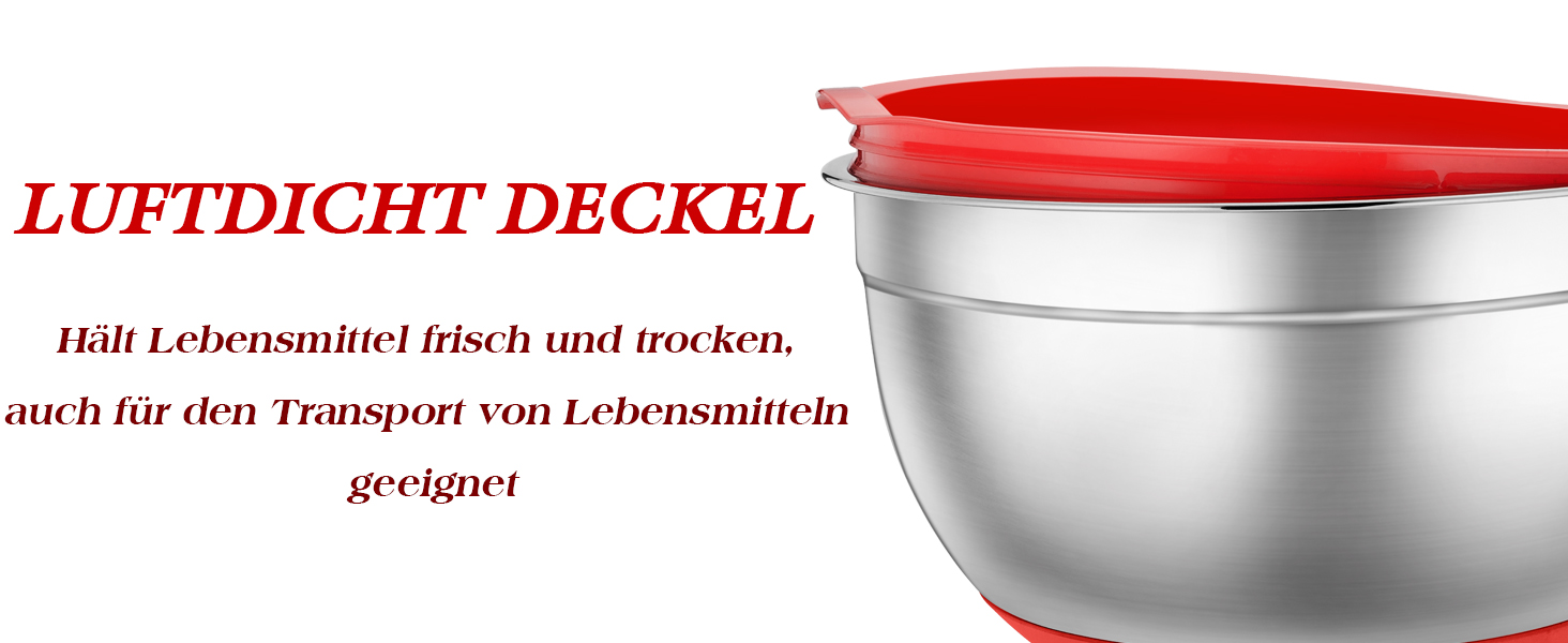 Набір мисок TEAMFAR з нержавіючої сталі: салати, зберігання, приготування їжі. Об'єм: 0.7-6.5 л, з кришкою та силіконовим дном.