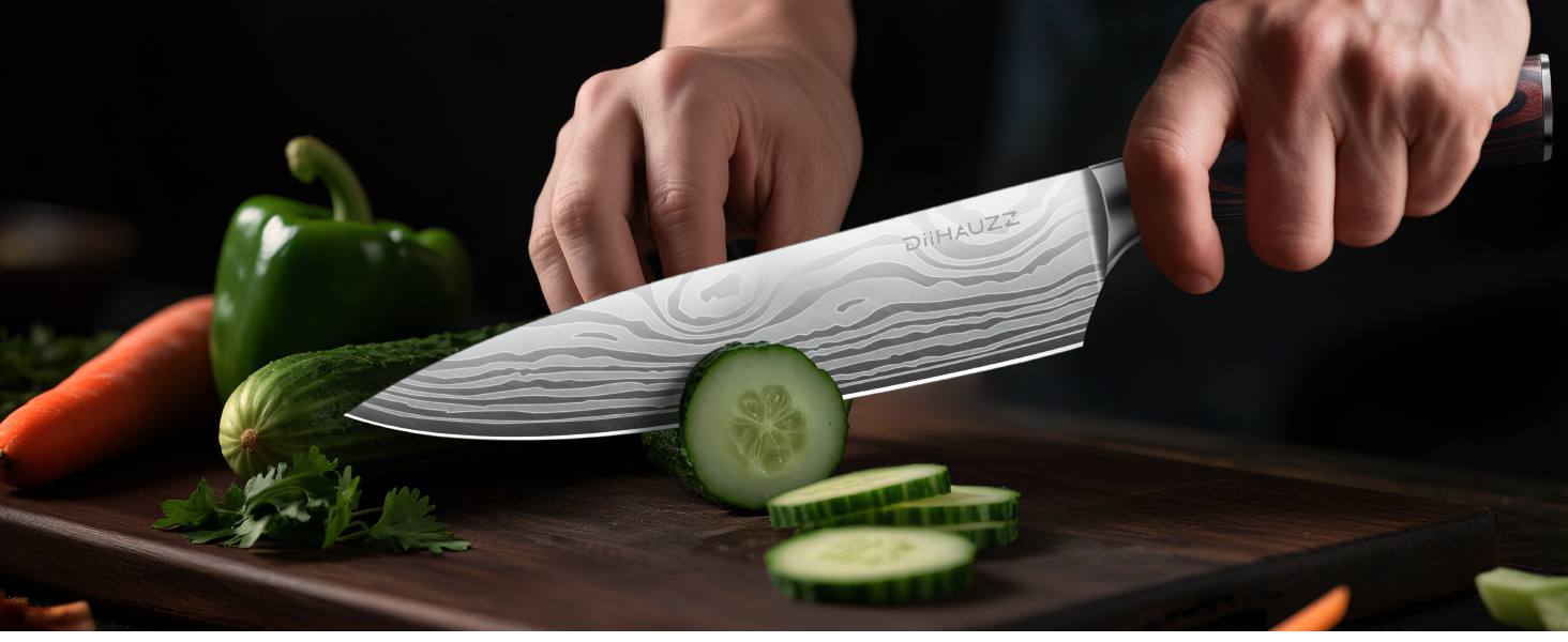 Професійний кухонний ніж, 20 см: високоякісний сталевий ніж для шеф-кухаря з ергономічною ручкою