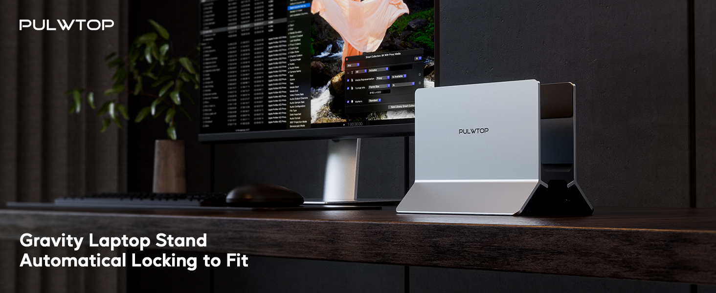 Підставка для ноутбука вертикальна, алюміній, регульована, для Mac, MacBook Air, Pro, iPad, Tablet, Mini - сіра