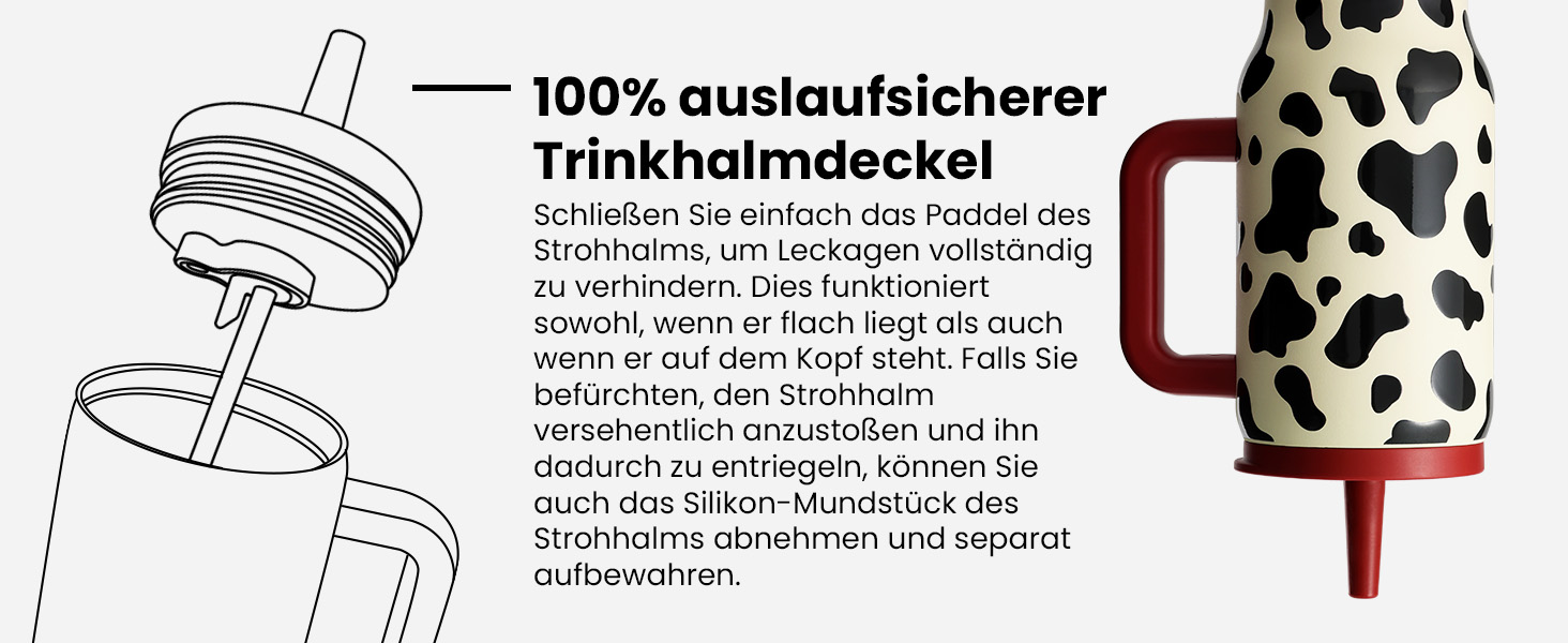 Термокружка-пляшка 900 мл з нержавіючої сталі з ручкою та трубочкою – без BPA, подвійні стінки, не протікає – для подорожей, офісу, університету, спорту та як подарунок (з принтом
