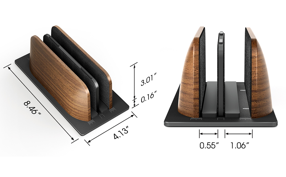 Підставка для ноутбука Vertikaler Laptop Ständer з дерева волоського горіха, регульована ширина, для MacBook та інших ноутбуків