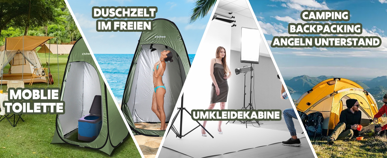 Зручне намет-роздягальня для кемпінгу та відпочинку на природі Chihee - розкладний туалет/душ, армійного кольору
