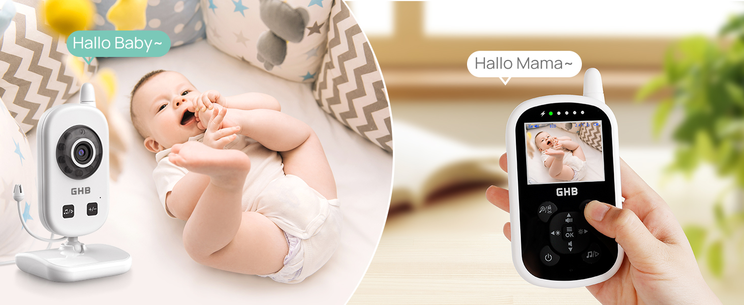 Відеоняня GHB Babyphone з камерою та монітором 2.4 дюйма