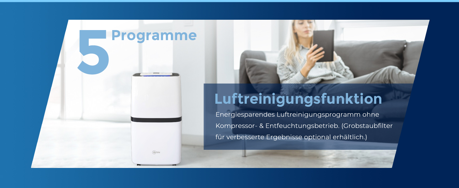 Електричний осушувач повітря AEF2000 - 20 л/день, до 30 м², тихий, з автовимкненням, гігростатом та сенсорним дисплеєм. Ідеально для спальні та ванної кімнати