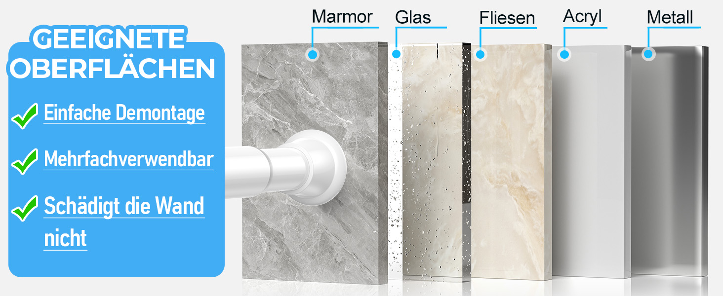 Штанга для карниза без свердління 76-200 см, телескопічна, для душу, одягу, вікна, кухні, шафи (біла)