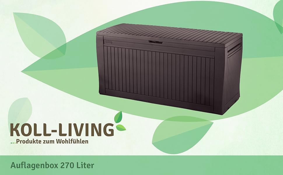 Водонепроникний ящик для подушок Koll Living 270л з вентиляцією, дерев'яний дизайн, витримує до 250 кг