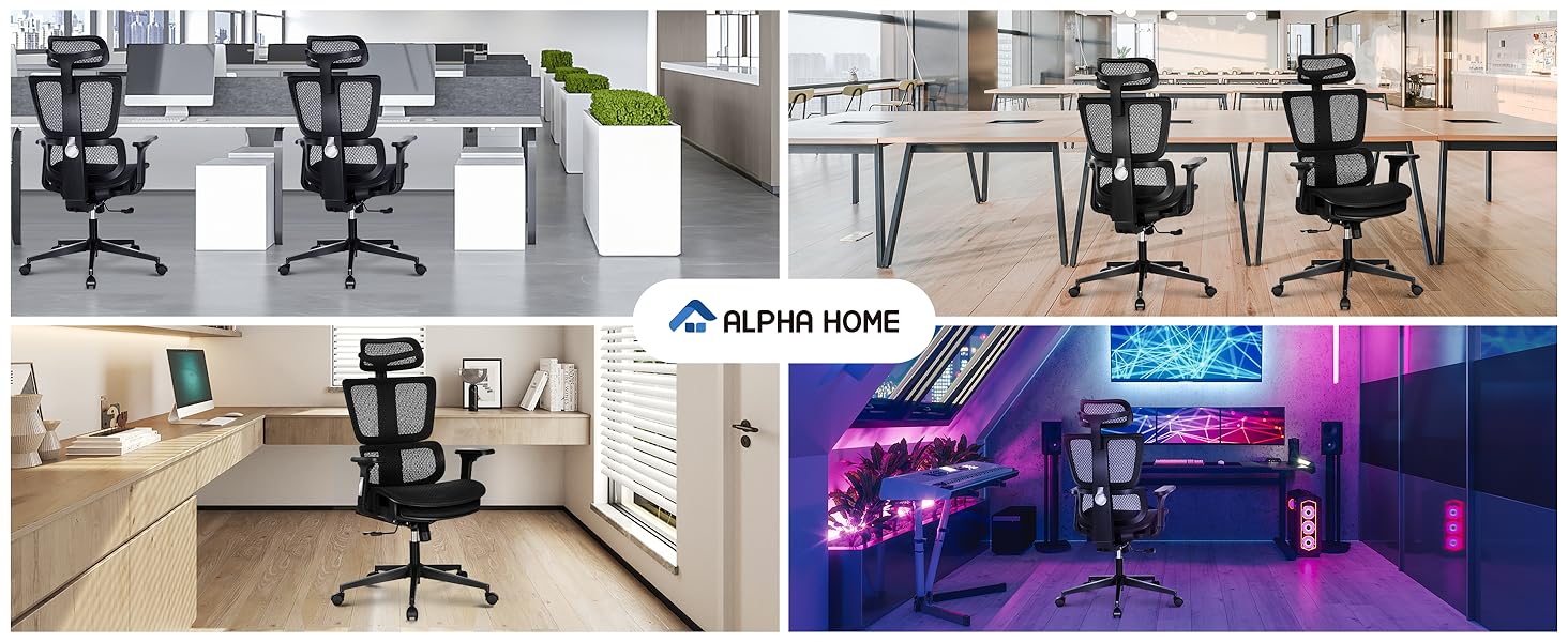 Ергономічне офісне крісло ALPHA HOME, 3D підлокітники, підголівник і підставка для ніг, до 160 кг, чорний