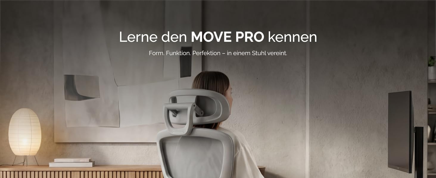 Ергономічне офісне крісло Move Pro для дому та офісу до 150 кг - з підтримкою попереку, регульованою спинкою та обертанням (Чорне)